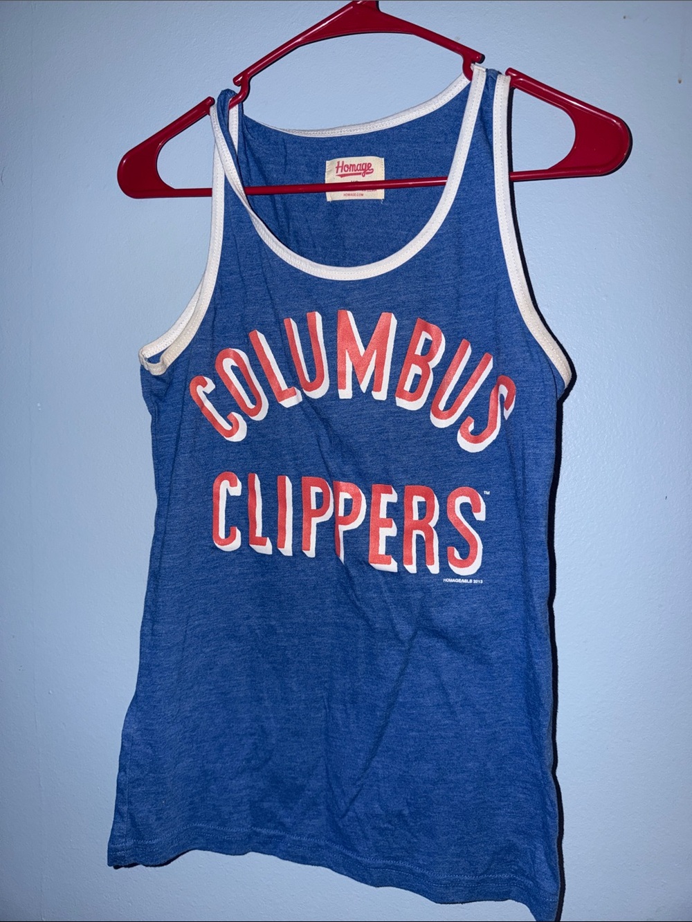 HOMAGE XS Blue Tank with Red and White Columbus Clippers Logo